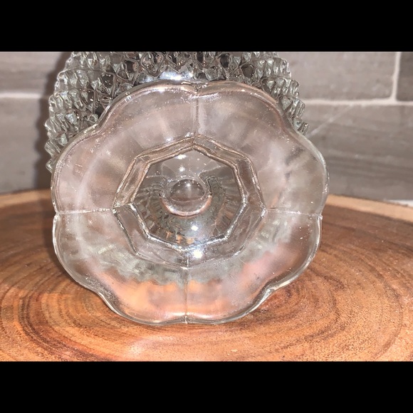 Indiana Glass Sugar Candy Bowl Diamond Cut Pattern with scalloped pedestal base - Picture 9 of 10